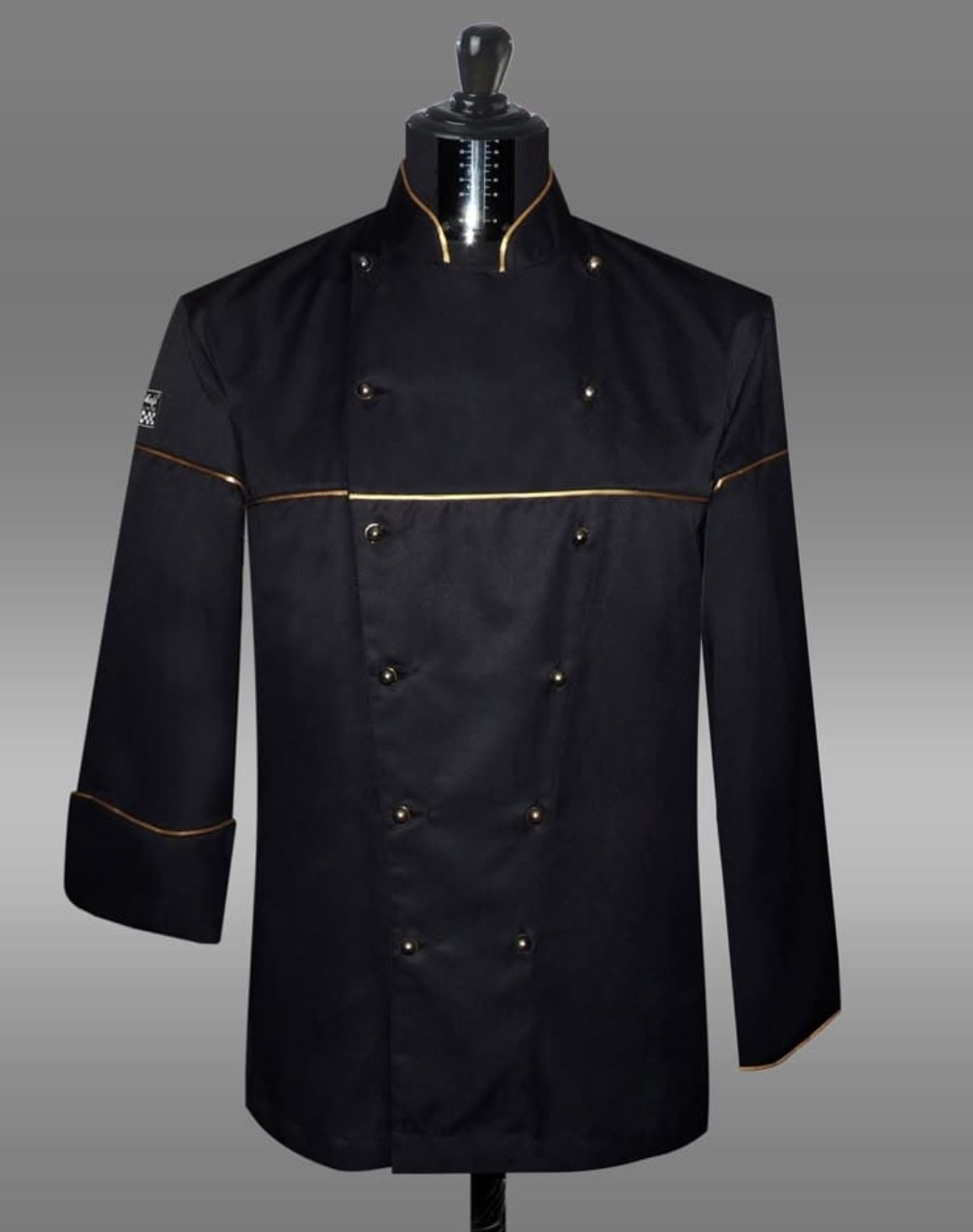 Veste chef noire liseré doré