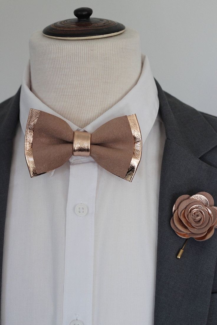 Nœud papillon cuir rose gold
