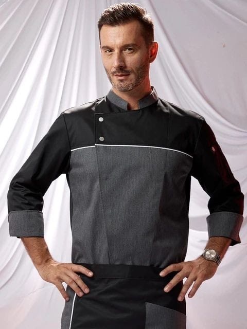 Veste chef bicolore noir & gris