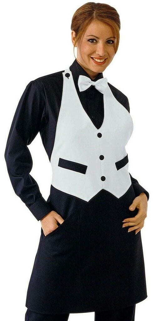Tunique serveuse gilet blanc & noir