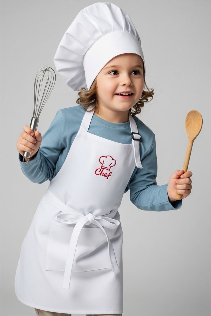 Tablier & toque enfant blanc