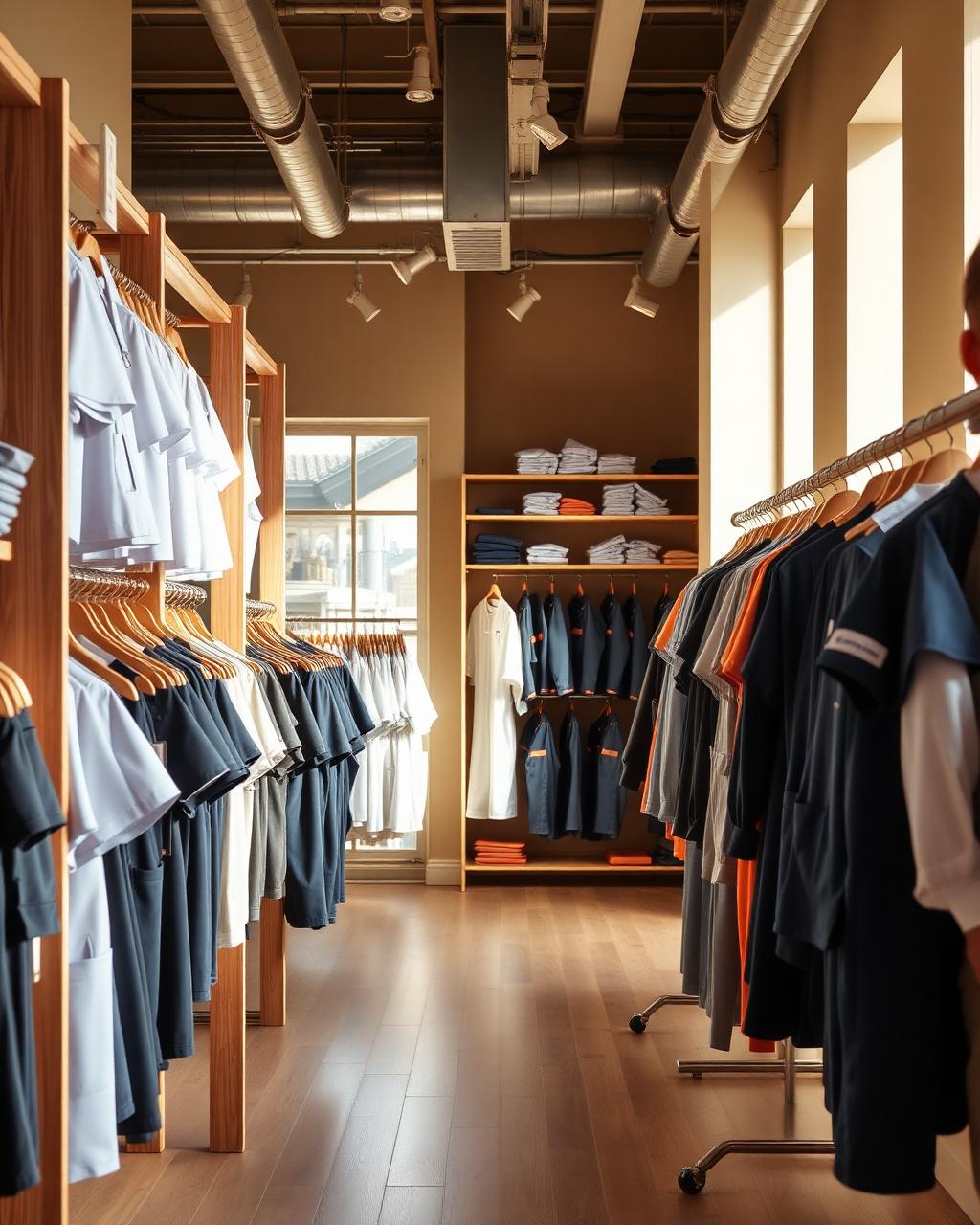Sélection de blouses et tenues de travail en boutique IDEAM S à La Marsa
